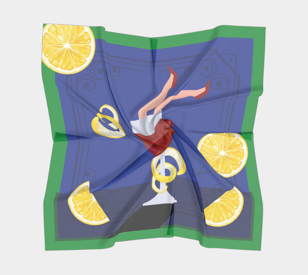 Wine Legs Lemon Art Scarf