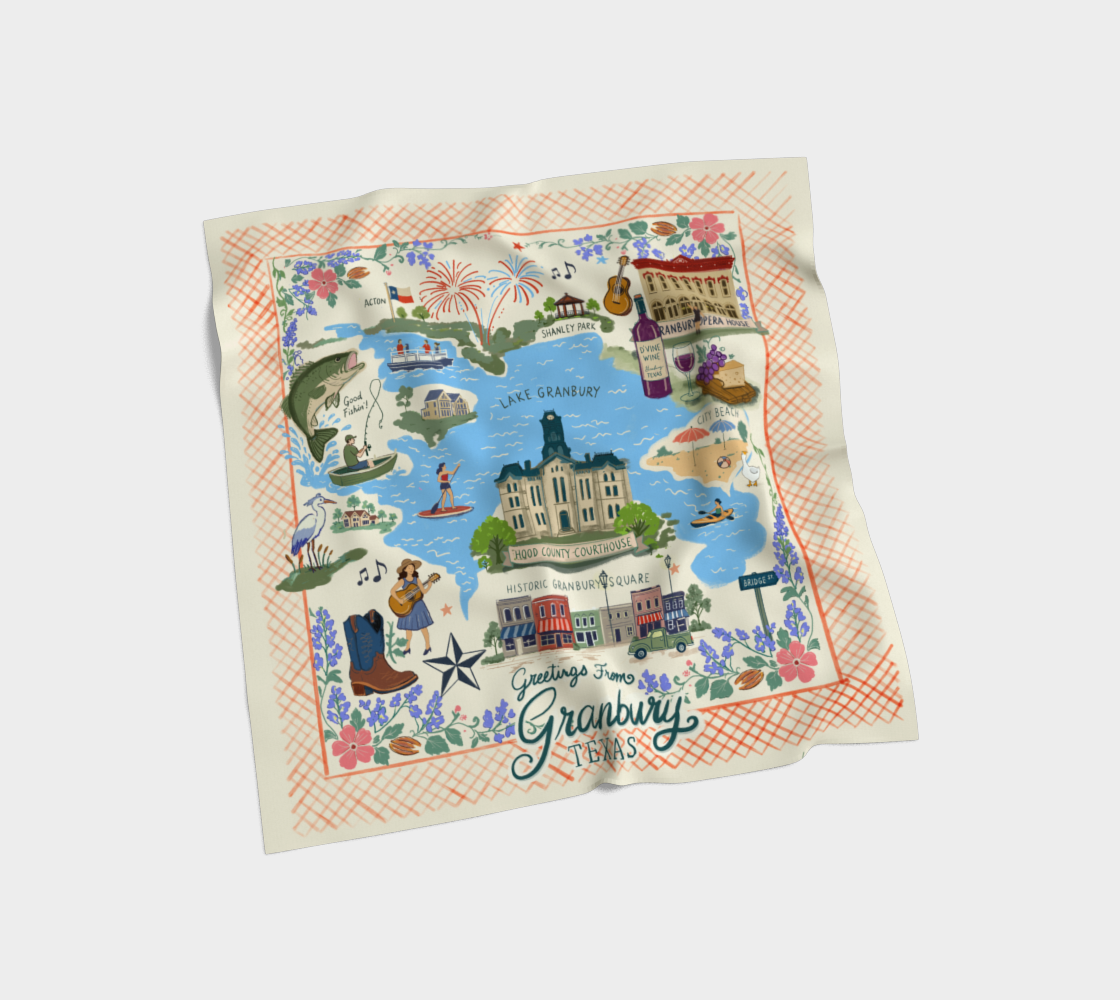 Greetings from Granbury Art Scarf