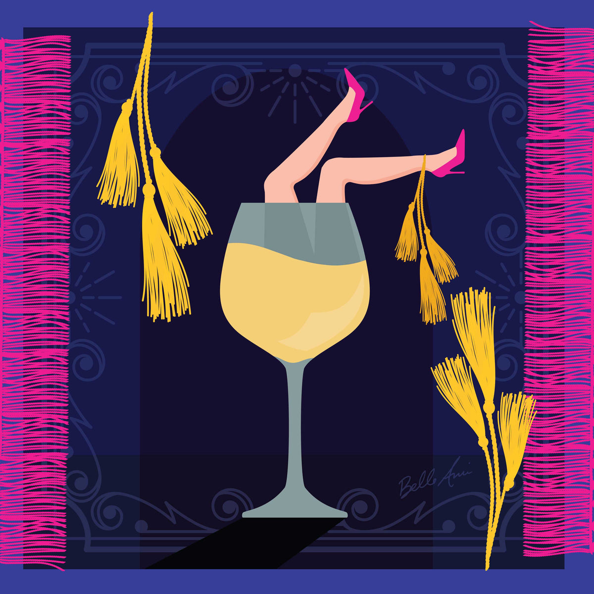 Wine Legs Tassels Art Scarf
