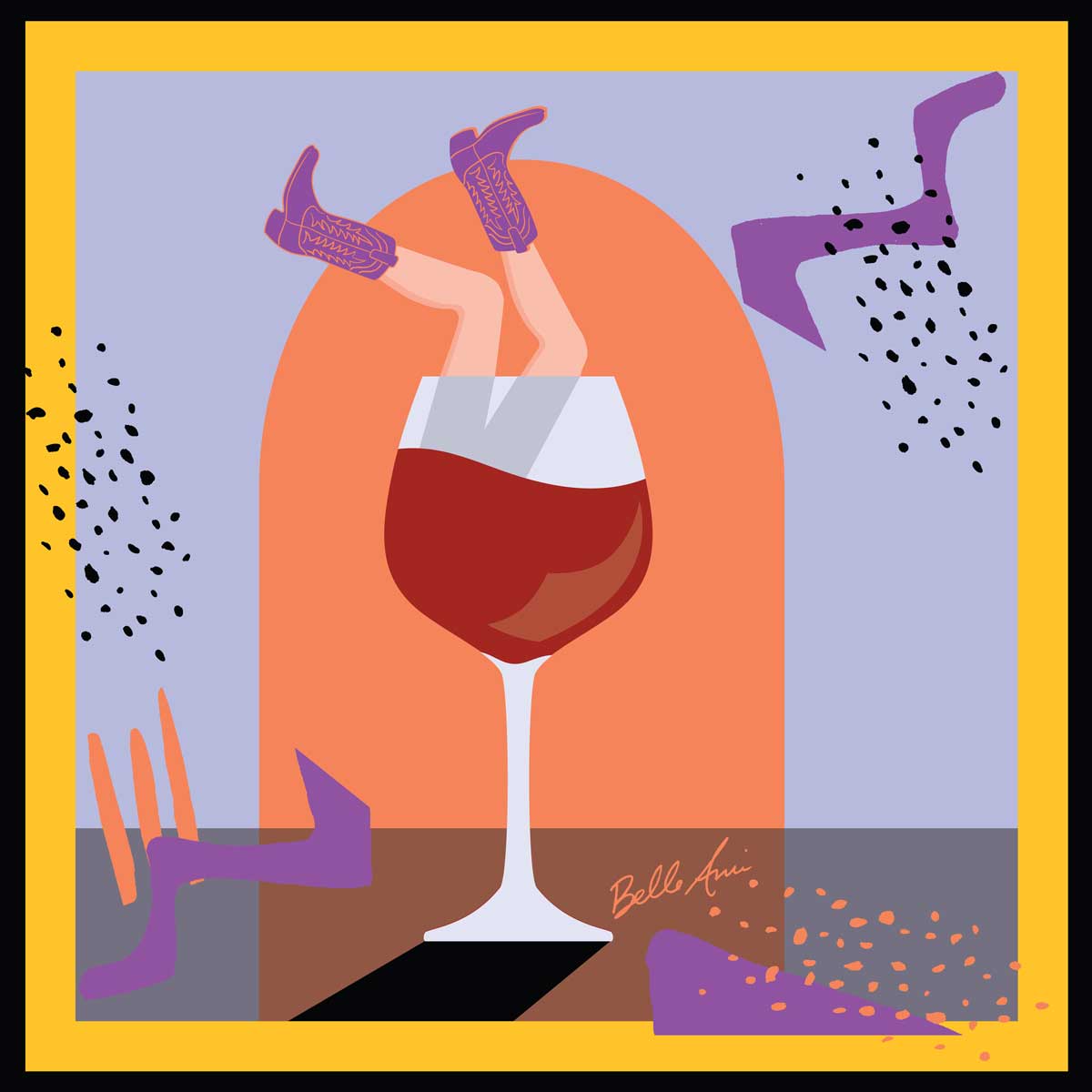 Wine Legs Cowboy Boots Art Scarf