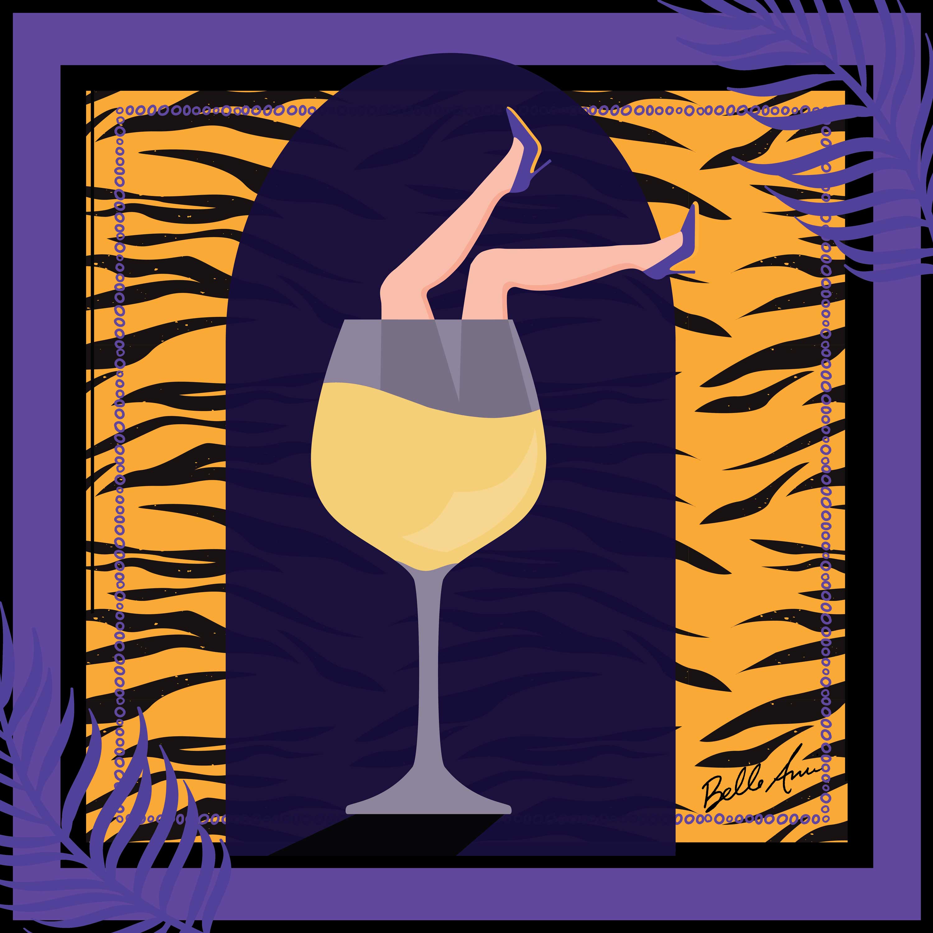Wine Legs Tiger Art Scarf -