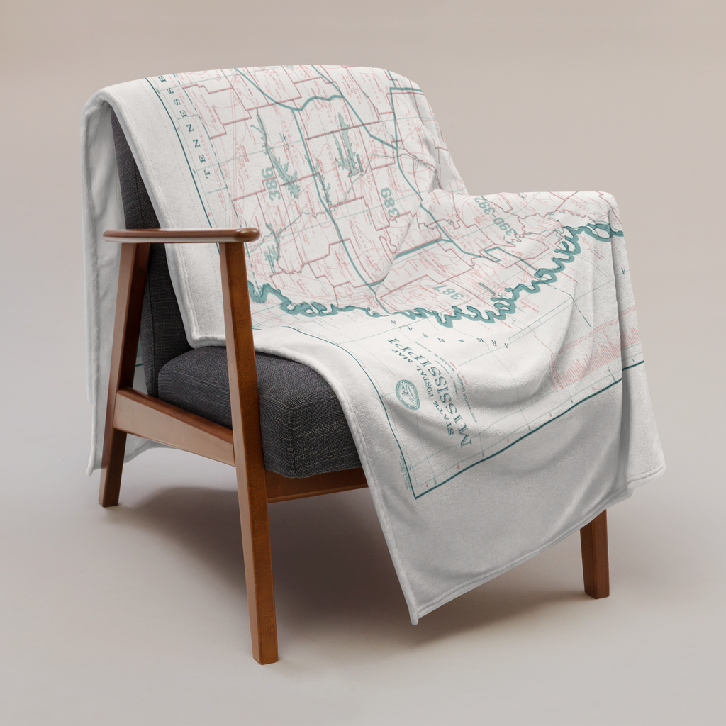 Vintage Mississippi Map Throw Blanket